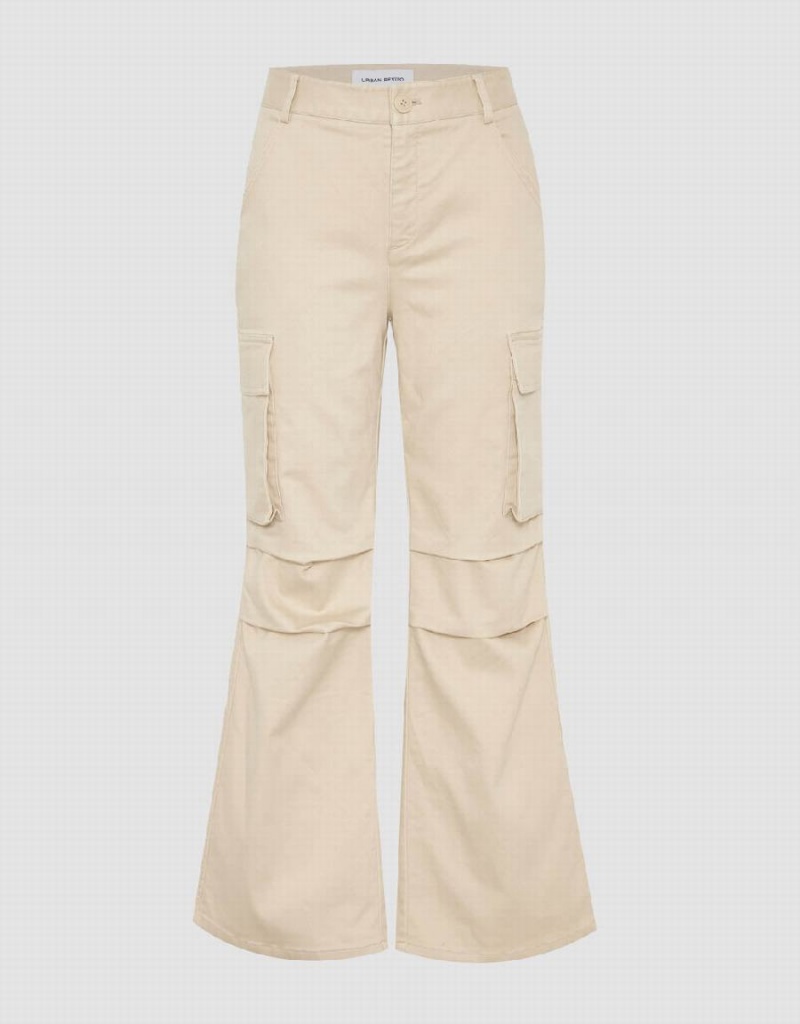 Pantalon Urban Revivo Anchos-Leg Mujer Kaki | CHU978YO