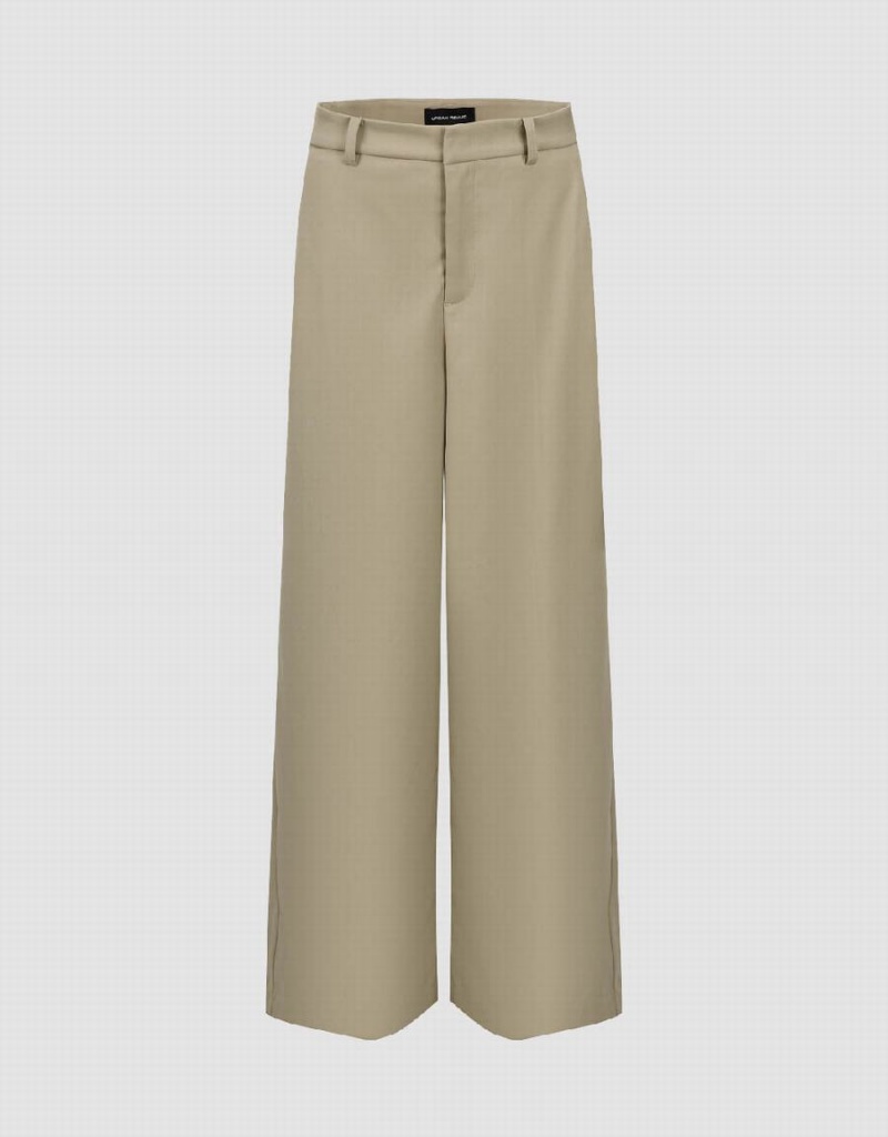 Pantalon Urban Revivo Anchos-Leg Mujer Kaki | APN2349EX