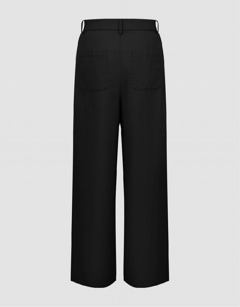 Pantalon Urban Revivo Anchos-Leg Mujer Negros | DST8313LT