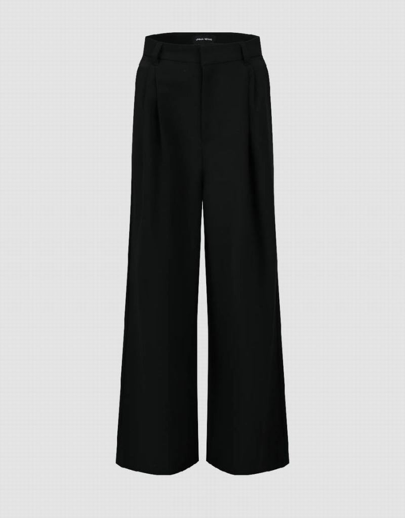 Pantalon Urban Revivo Anchos-Leg Mujer Negros | JOH5656DC