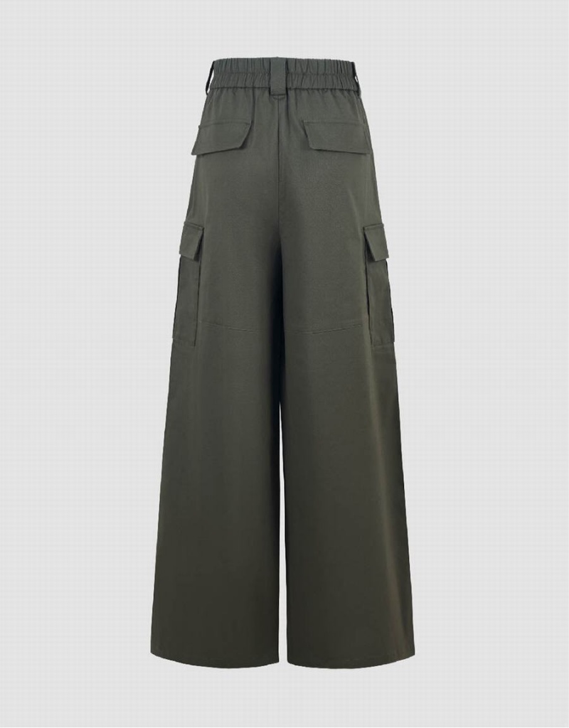 Pantalon Urban Revivo Anchos-Leg Mujer Verdes | ADC3075BX