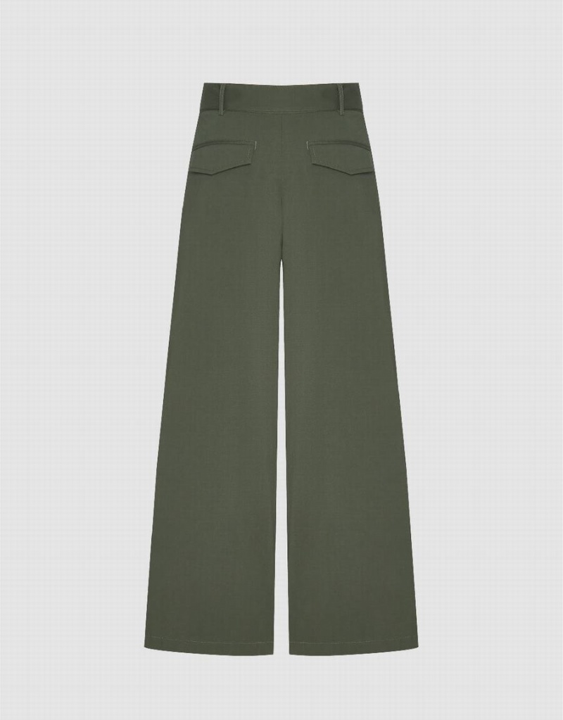 Pantalon Urban Revivo Anchos-Leg With Belt Mujer Verdes | XEJ9782KR
