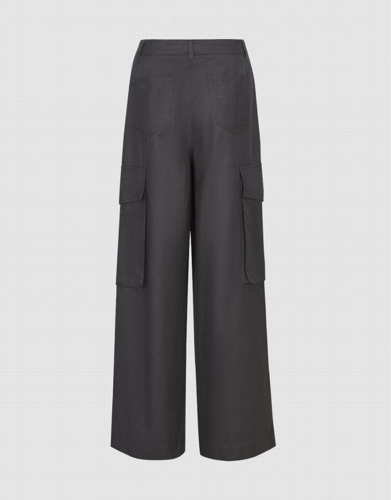 Pantalon Urban Revivo Anchos-Leg With Pockets Mujer Grises Oscuro | KOS1447VL