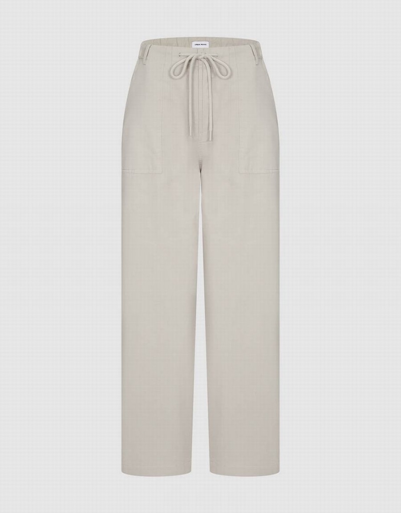 Pantalon Urban Revivo Anchos-Leg With Rope Mujer Blancos | WST6641QH