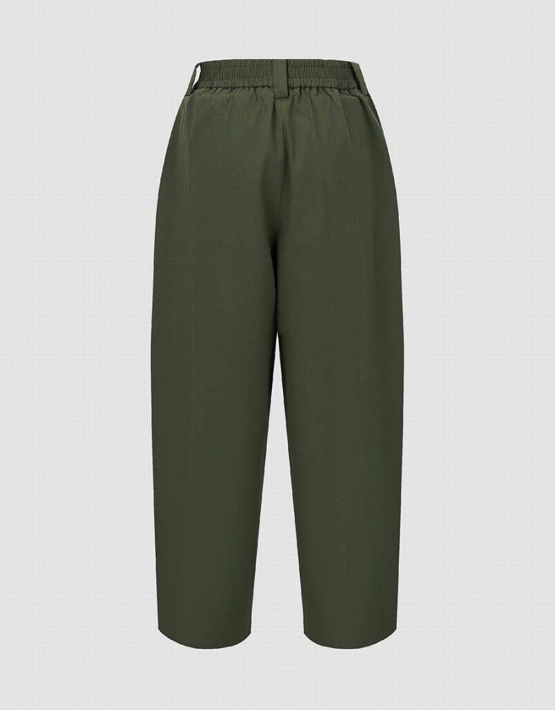 Pantalon Urban Revivo Cropped Carrot Fit Mujer Verdes | CAA241NO
