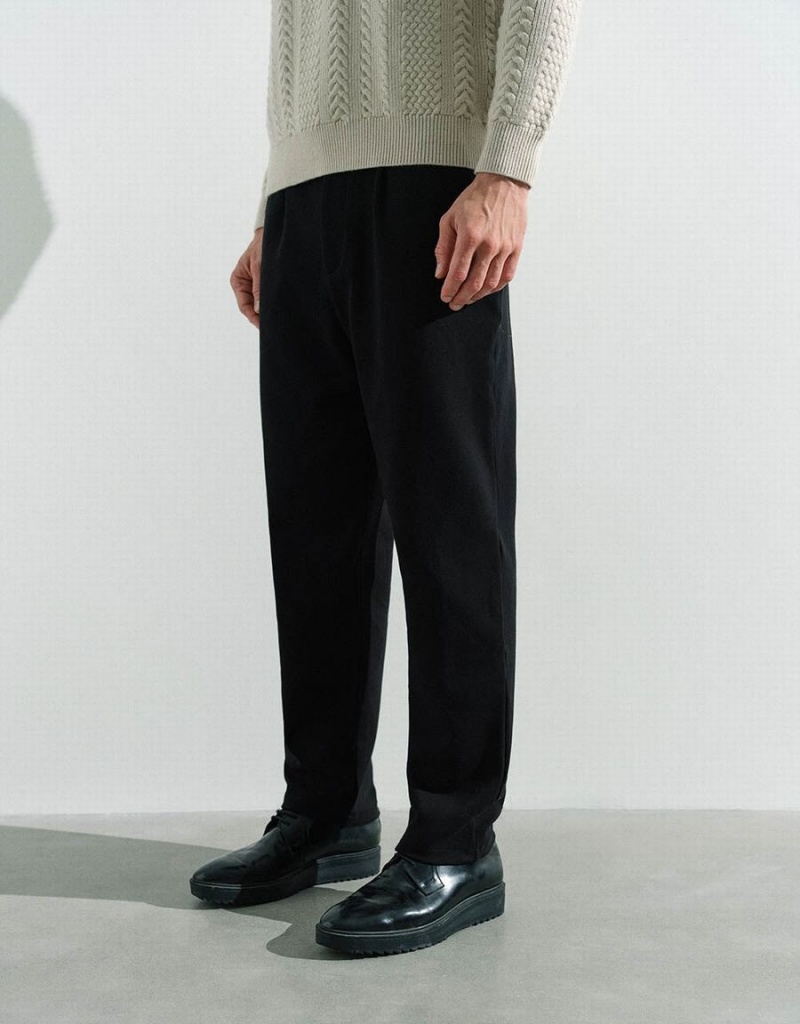 Pantalon Urban Revivo De Punto Carrot Fit Hombre Negros | HPK5298TD