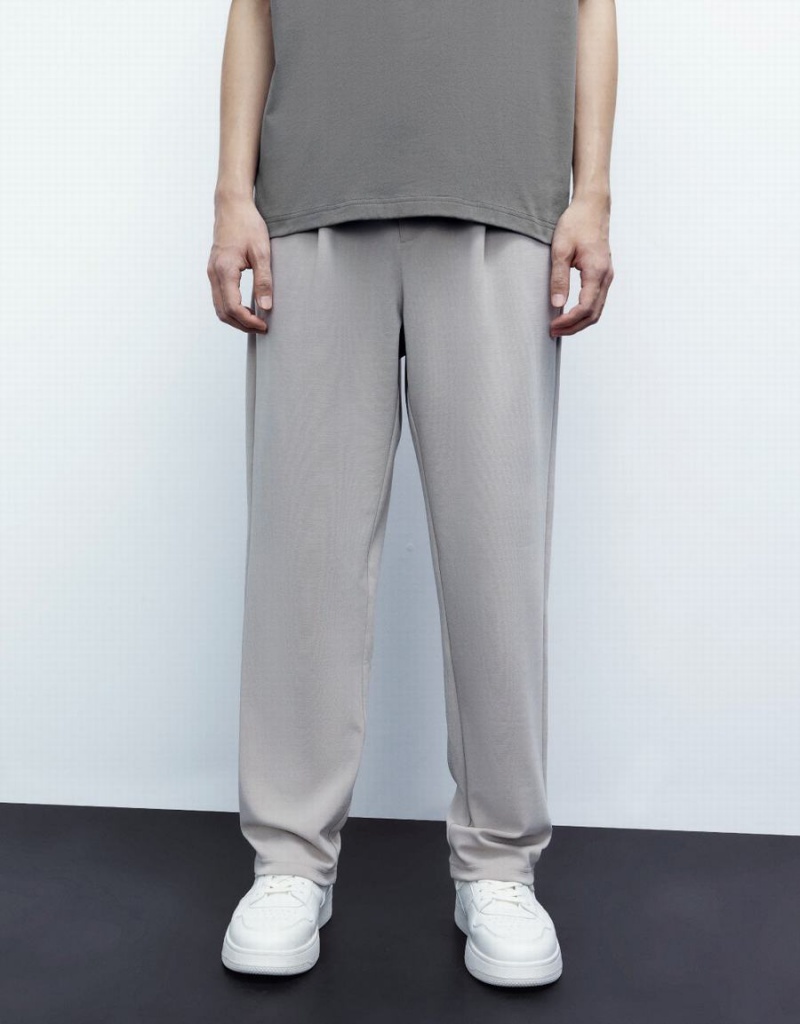 Pantalon Urban Revivo De Punto Directo Hombre Kaki Grises | FKC9086NI