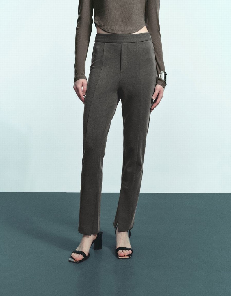 Pantalon Urban Revivo De Punto Directo Mujer Grises Oscuro | FVV6413SG