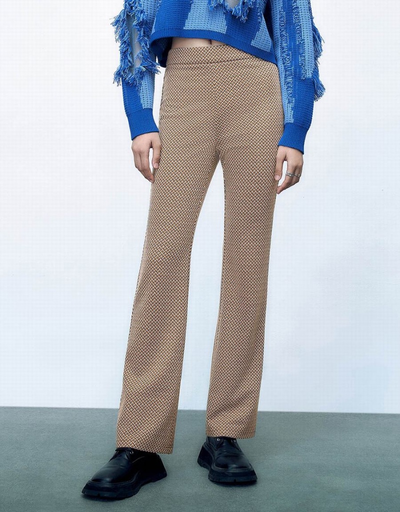 Pantalon Urban Revivo De Punto Flare Mujer Marrom | GLP5520WZ