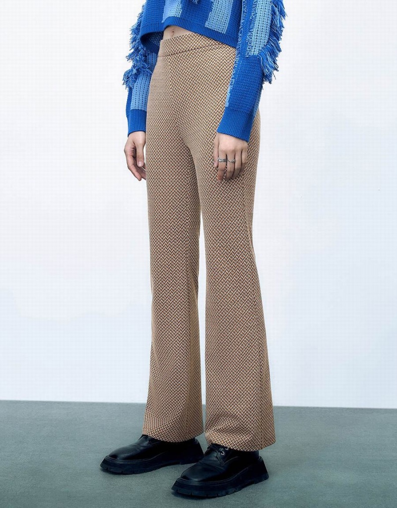 Pantalon Urban Revivo De Punto Flare Mujer Marrom | GLP5520WZ