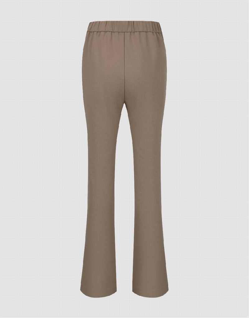 Pantalon Urban Revivo De Punto Flare Mujer Kaki | VGP8825SF