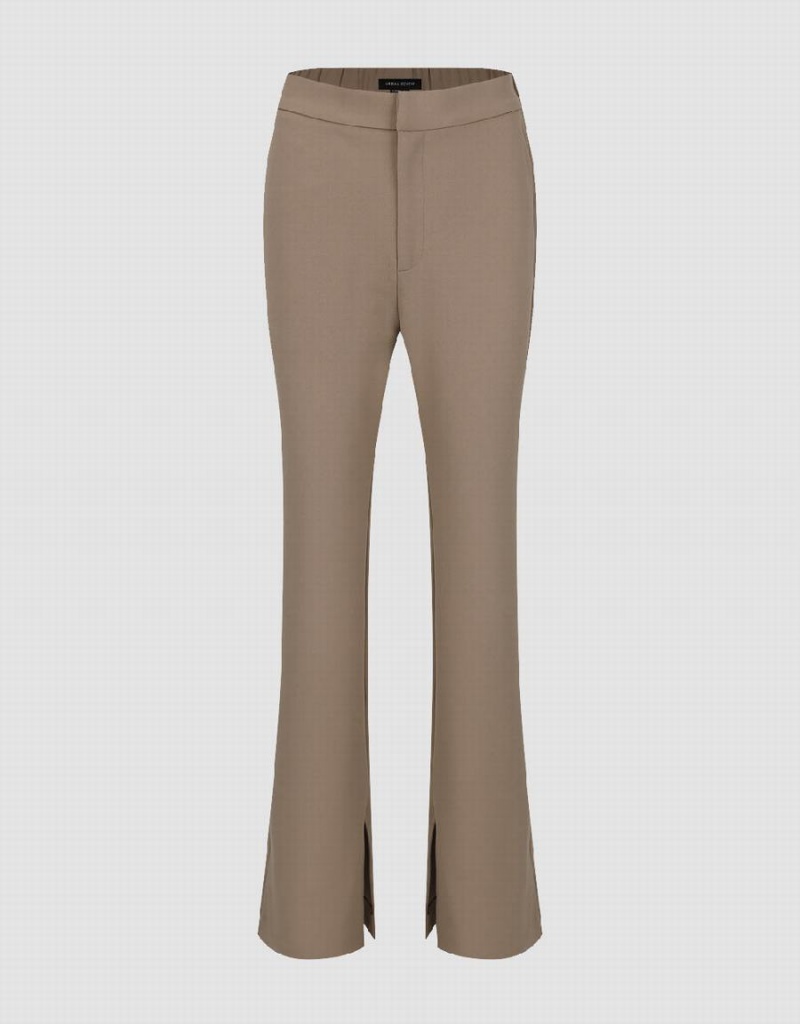 Pantalon Urban Revivo De Punto Flare Mujer Kaki | VGP8825SF