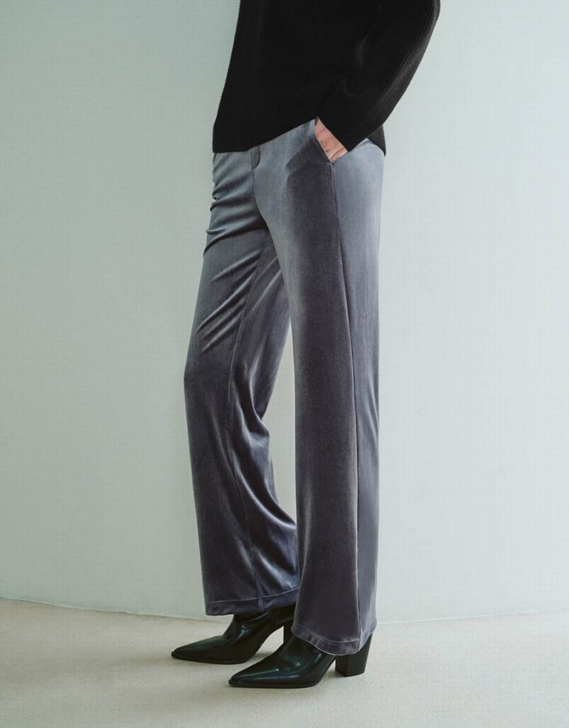 Pantalon Urban Revivo De Punto Flare Mujer Grises | TQC4666FJ