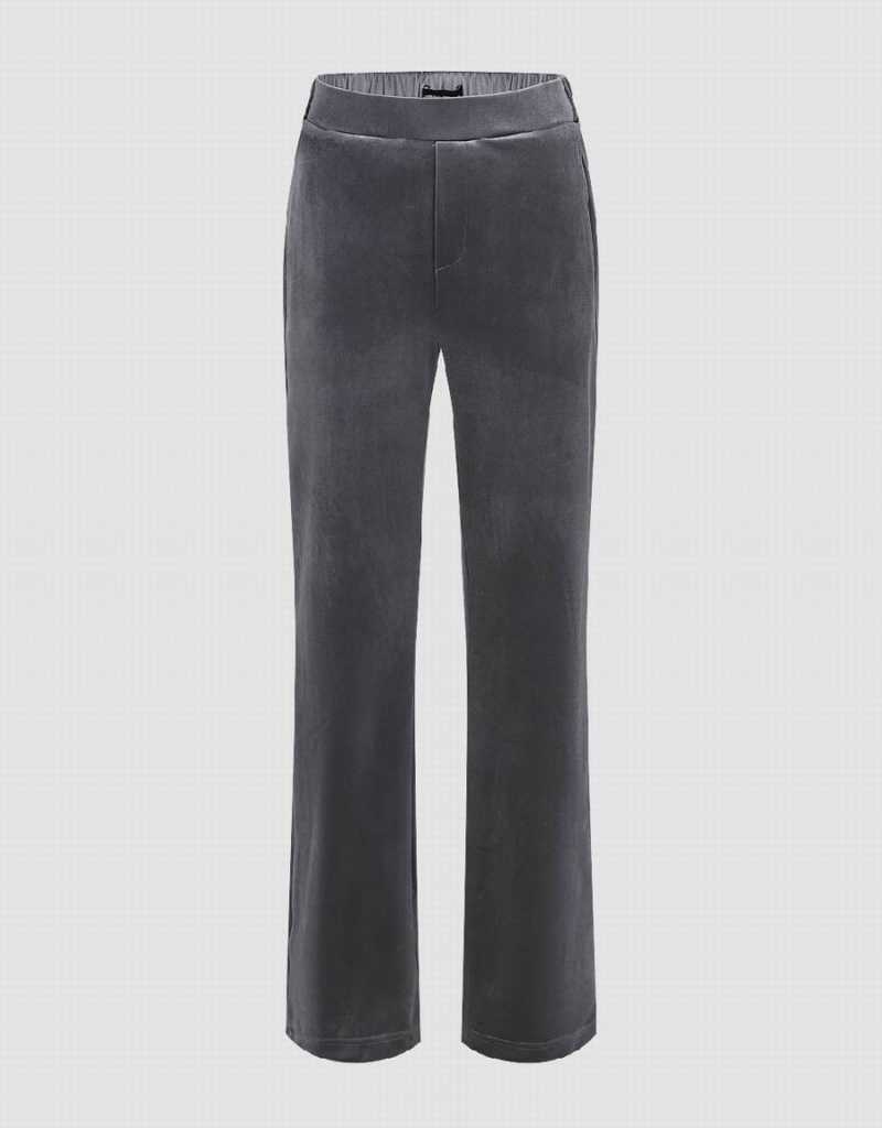 Pantalon Urban Revivo De Punto Flare Mujer Grises | TQC4666FJ