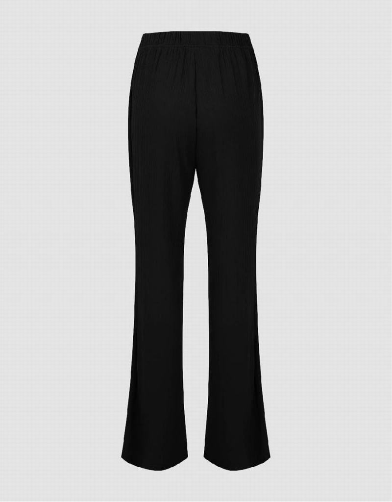Pantalon Urban Revivo De Punto Flare Mujer Negros | VQY7076GM