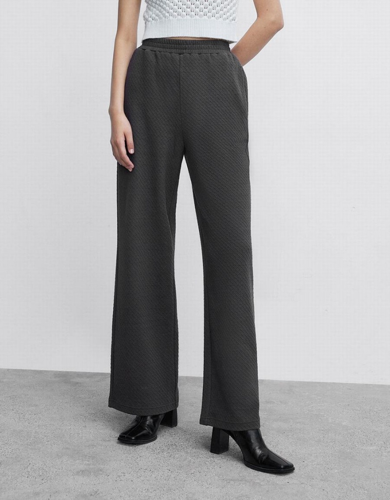 Pantalon Urban Revivo De Punto Textured Anchos Leg Mujer Grises | KSV2313SN