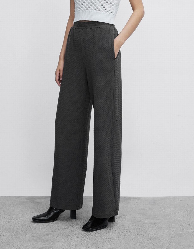 Pantalon Urban Revivo De Punto Textured Anchos Leg Mujer Grises | KSV2313SN
