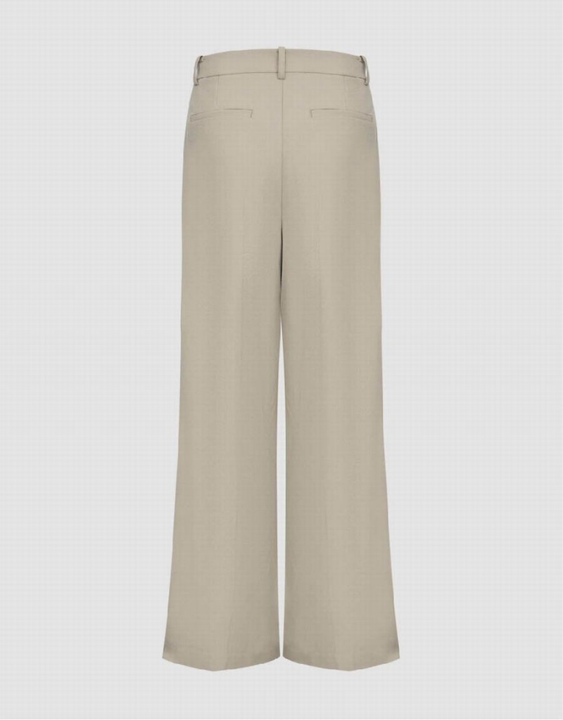 Pantalon Urban Revivo Directo Leg Mujer Kaki | LEE2330PM