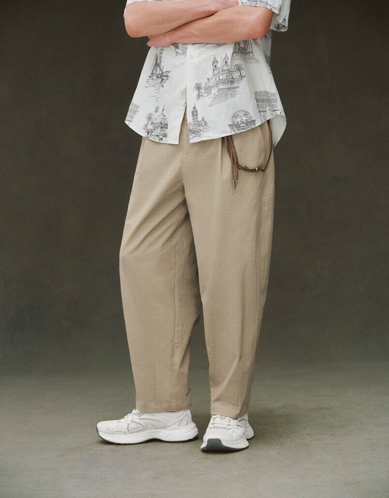 Pantalon Urban Revivo Directo With Rope Hombre Kaki | LYL5111RZ