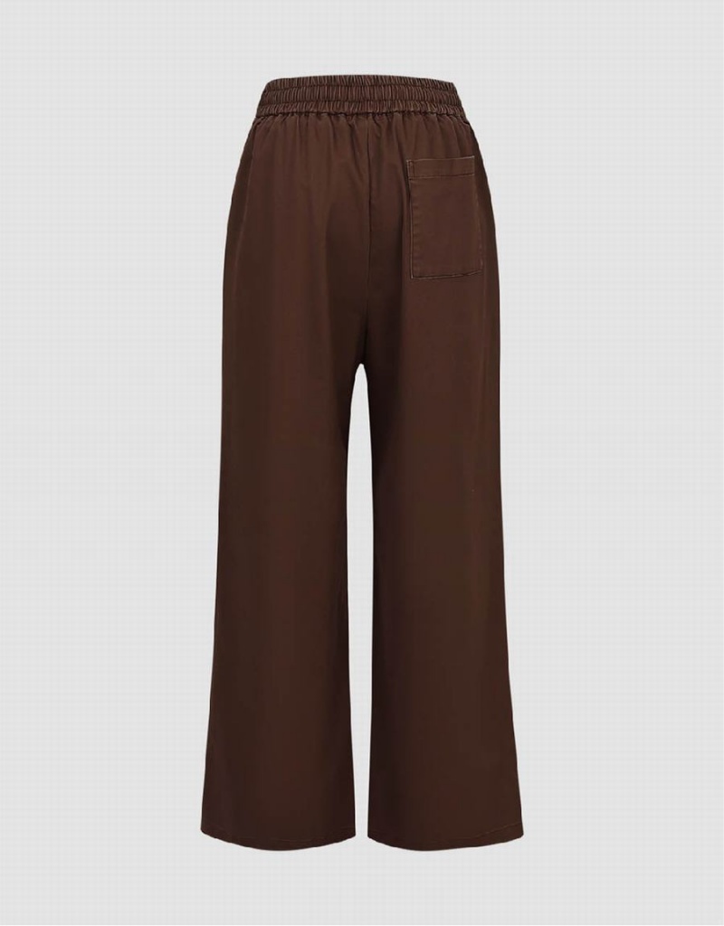 Pantalon Urban Revivo Drawstring Cintura Anchos-Leg Mujer Marrom | WGO559CF