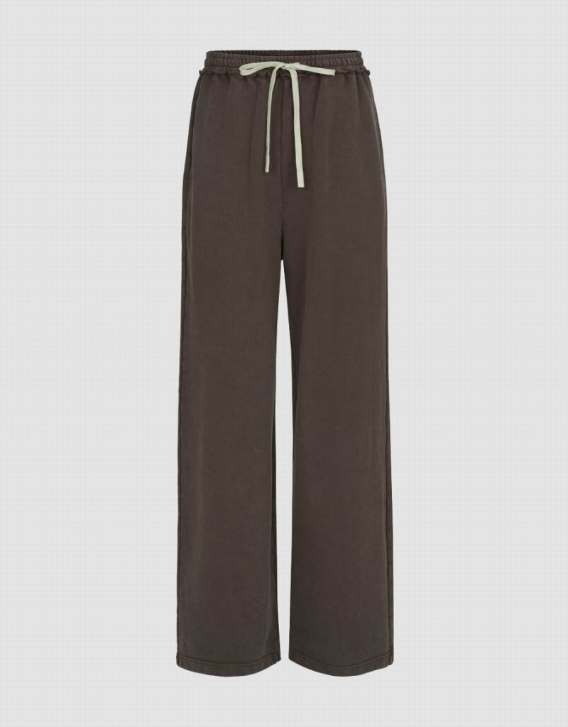 Pantalon Urban Revivo Drawstring Cintura De Punto Directo Mujer Marrom Oscuro | AOI1150AS