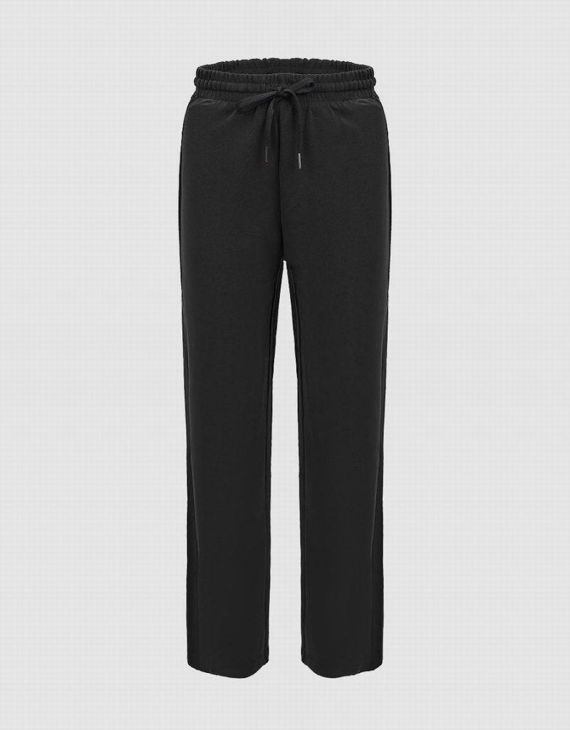 Pantalon Urban Revivo Drawstring Cintura De Punto Directo Mujer Grises Oscuro | MRE8290HM