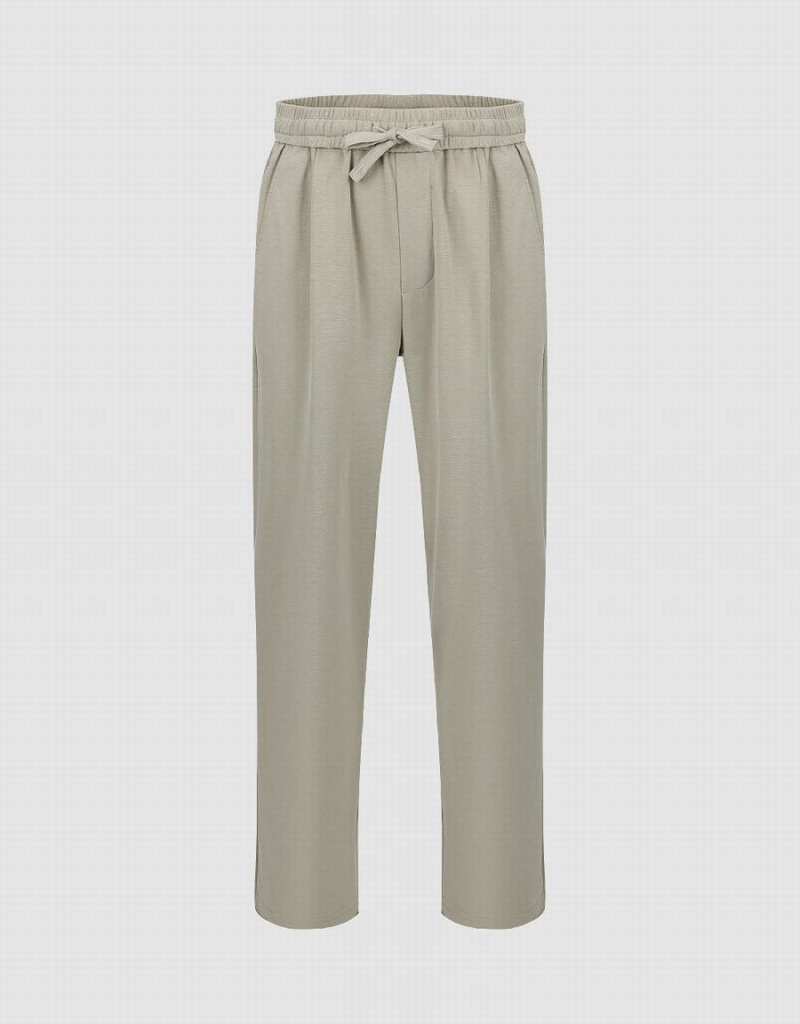 Pantalon Urban Revivo Drawstring Cintura De Punto Directo Hombre Kaki | WEX6052RB