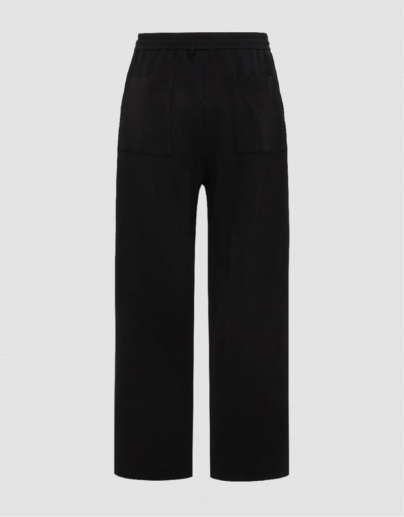 Pantalon Urban Revivo Drawstring Cintura De Punto Anchos-Leg Hombre Negros | MPC1073CI
