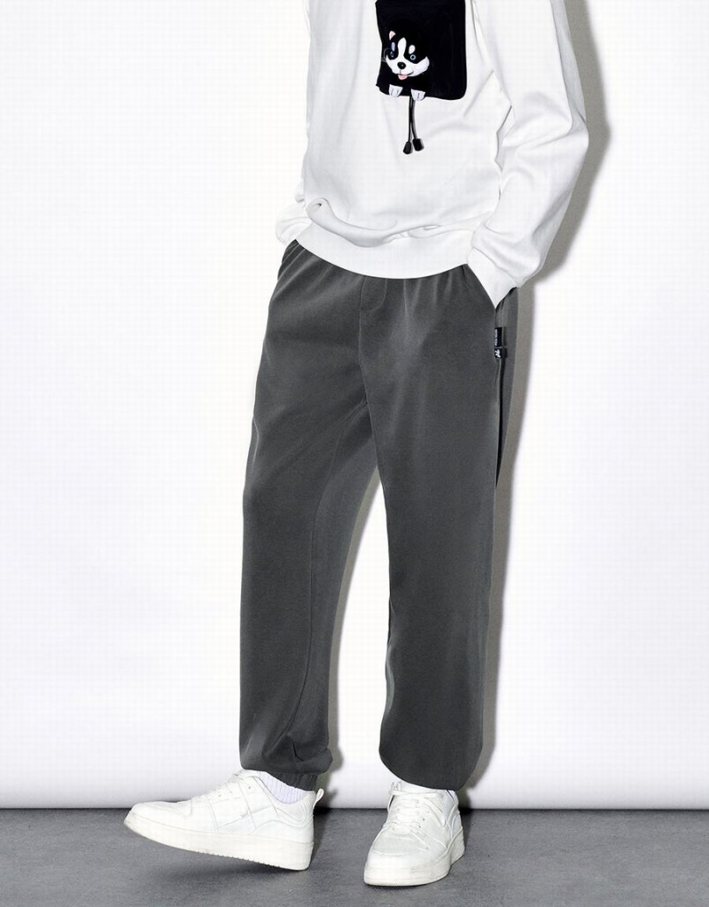 Pantalon Urban Revivo Drawstring Cintura De Punto Jogger Hombre Grises | PLP8852EC