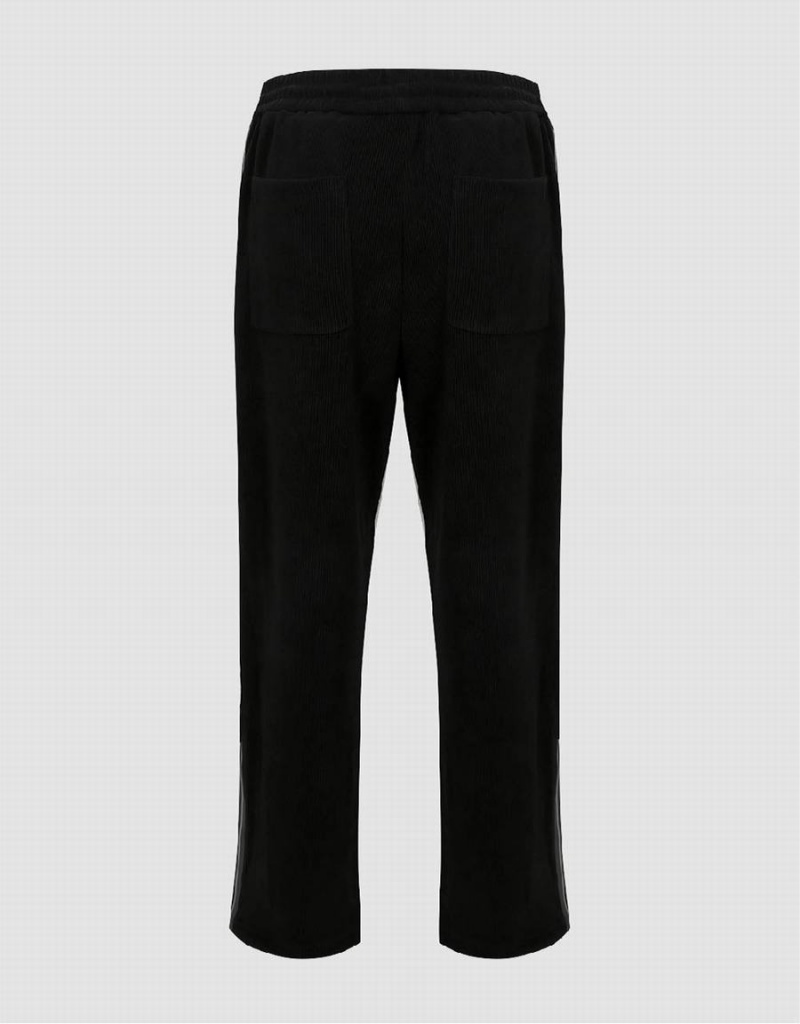 Pantalon Urban Revivo Drawstring Cintura Anchos-Leg Hombre Negros | MZZ9698KH