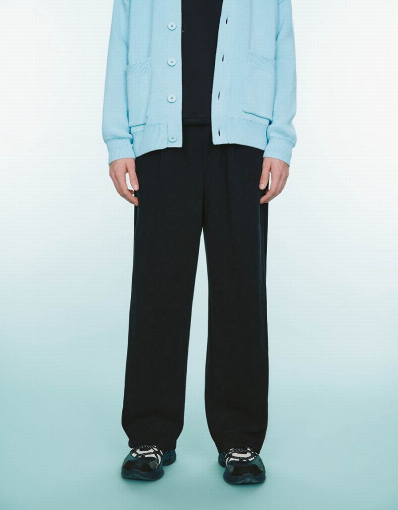 Pantalon Urban Revivo Drawstring Cintura De Punto Anchos-Leg Hombre Negros | EJI9761ME