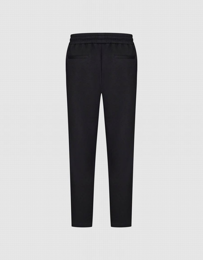 Pantalon Urban Revivo Drawstring Cintura De Punto Directo Hombre Negros | WOL891SI