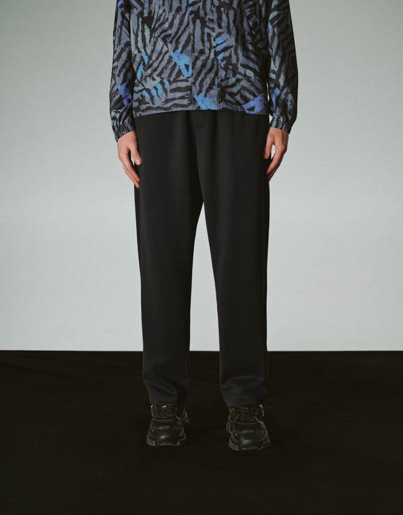 Pantalon Urban Revivo Drawstring Cintura De Punto Carrot Fit Hombre Negros | ZAW467LY