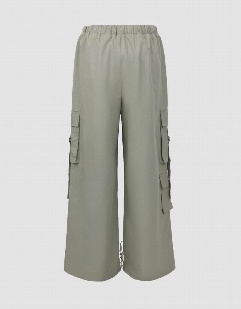 Pantalon Urban Revivo Elastic Cintura Anchos-Leg Mujer Verdes | UQX8945VU