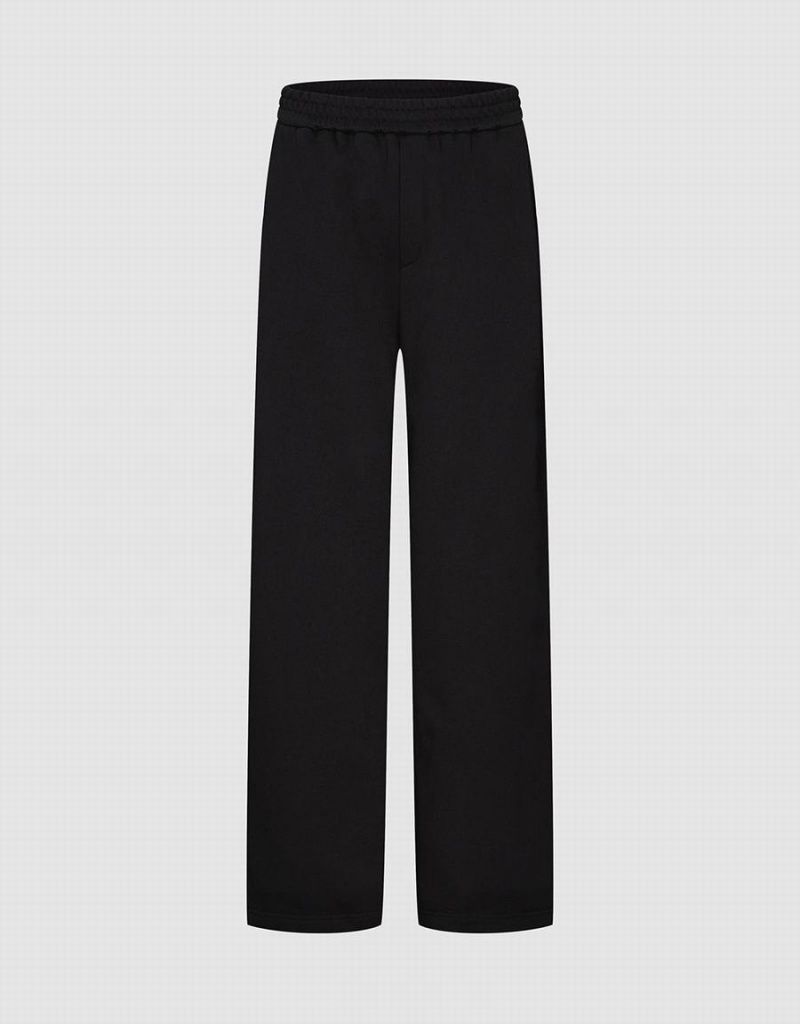 Pantalon Urban Revivo Elastic Cintura Anchos-Leg De Punto Mujer Negros | MKF6637ZQ