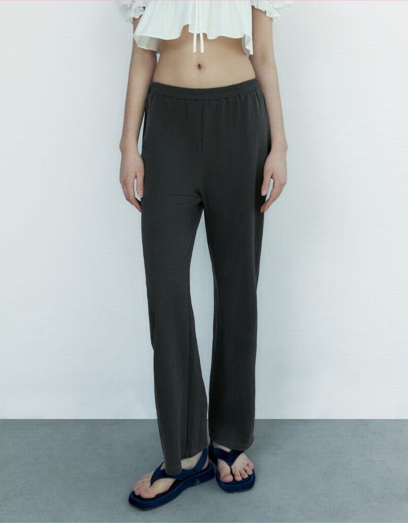 Pantalon Urban Revivo Elastic Cintura De Punto Directo Mujer Grises | GDN7654MG
