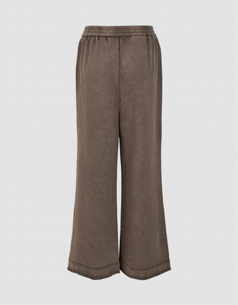 Pantalon Urban Revivo Elastic Cintura De Punto Anchos-Leg Mujer Grises Oscuro | UIE152NB