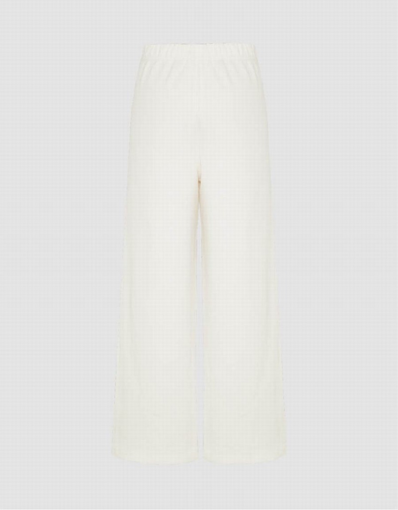 Pantalon Urban Revivo Elastic Cintura De Punto Anchos-Leg Mujer Blancos | NFB6284GU