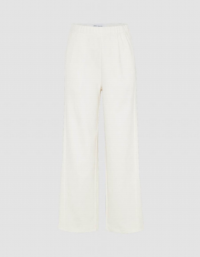 Pantalon Urban Revivo Elastic Cintura De Punto Anchos-Leg Mujer Blancos | NFB6284GU