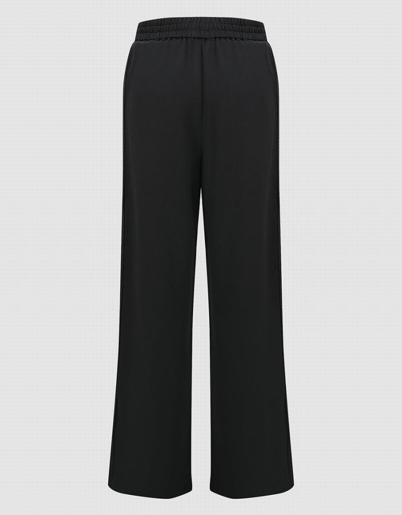 Pantalon Urban Revivo Elastic Cintura De Punto Anchos-Leg Mujer Grises Oscuro | BRZ5024TB