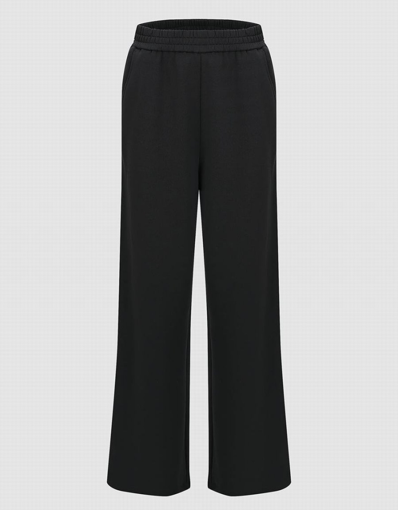 Pantalon Urban Revivo Elastic Cintura De Punto Anchos-Leg Mujer Grises Oscuro | BRZ5024TB