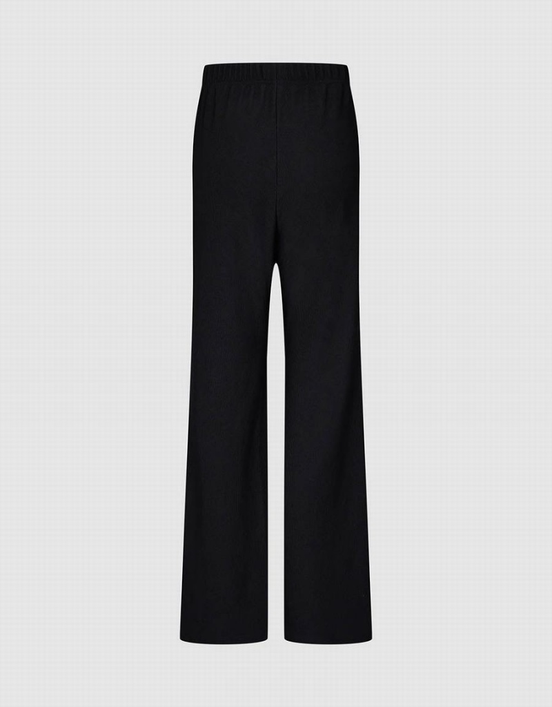 Pantalon Urban Revivo Elastic Cintura De Punto Anchos-Leg Mujer Negros | WYN6627PB