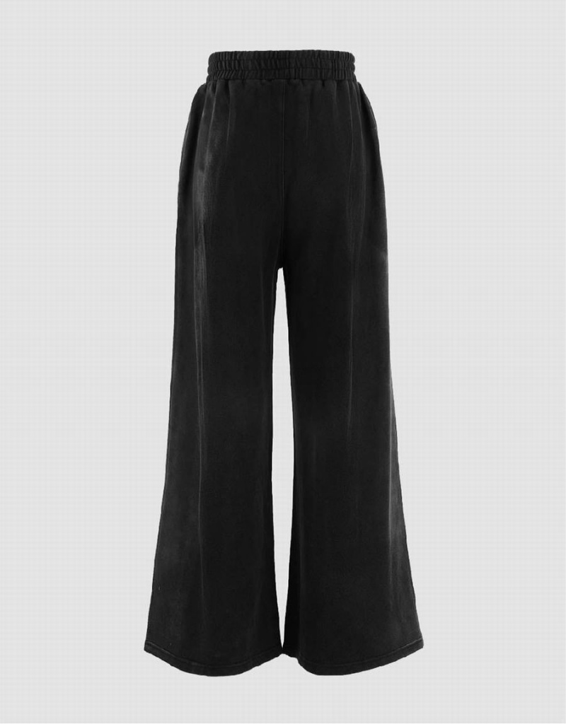 Pantalon Urban Revivo Elastic Cintura De Punto Directo Mujer Negros | ULY5077VI