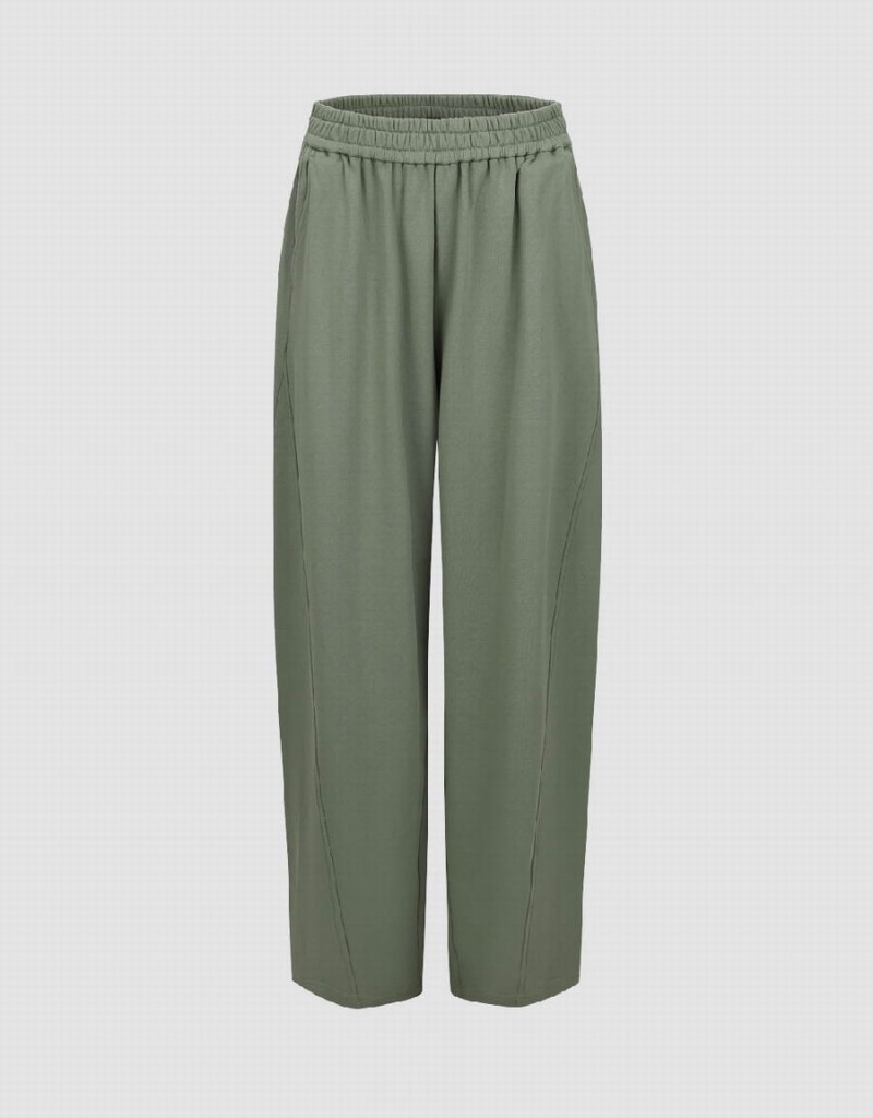 Pantalon Urban Revivo Elastic Cintura De Punto Carrot Fit Mujer Verdes | VUN1720OO
