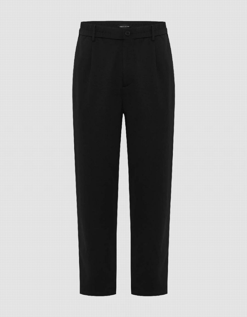 Pantalon Urban Revivo Elastic Cintura De Punto Carrot Fit Hombre Negros | THZ5888RN