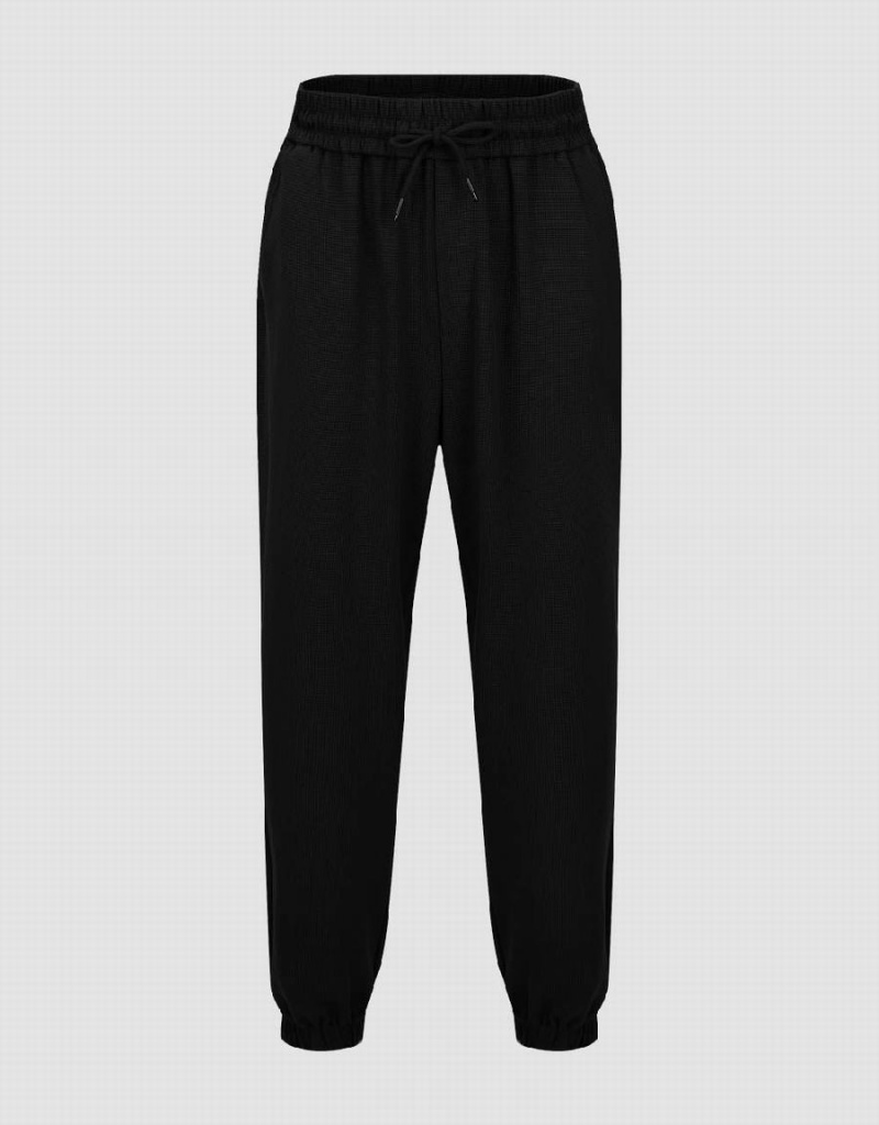 Pantalon Urban Revivo Elastic Cintura De Punto Jogger Hombre Negros | TAS3923UW