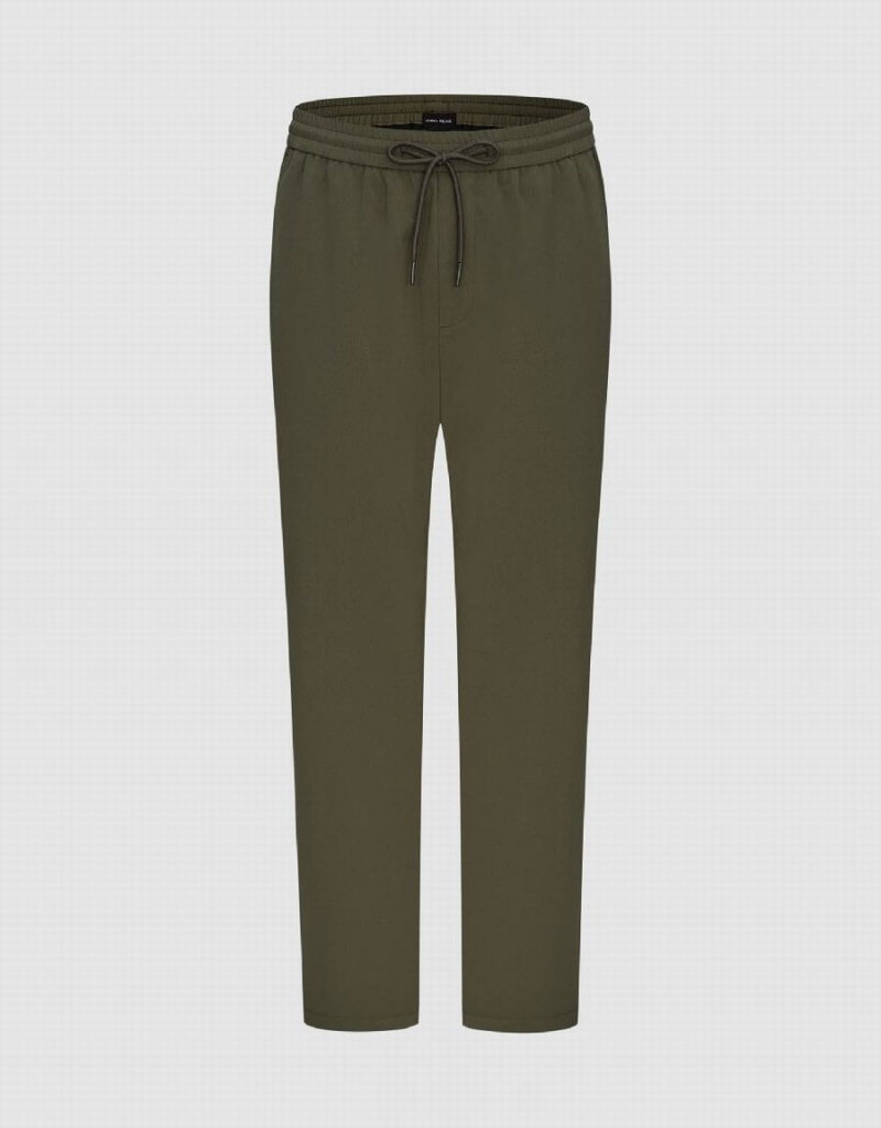 Pantalon Urban Revivo Elastic Cintura Directo Hombre Verdes | ZFC1115JO