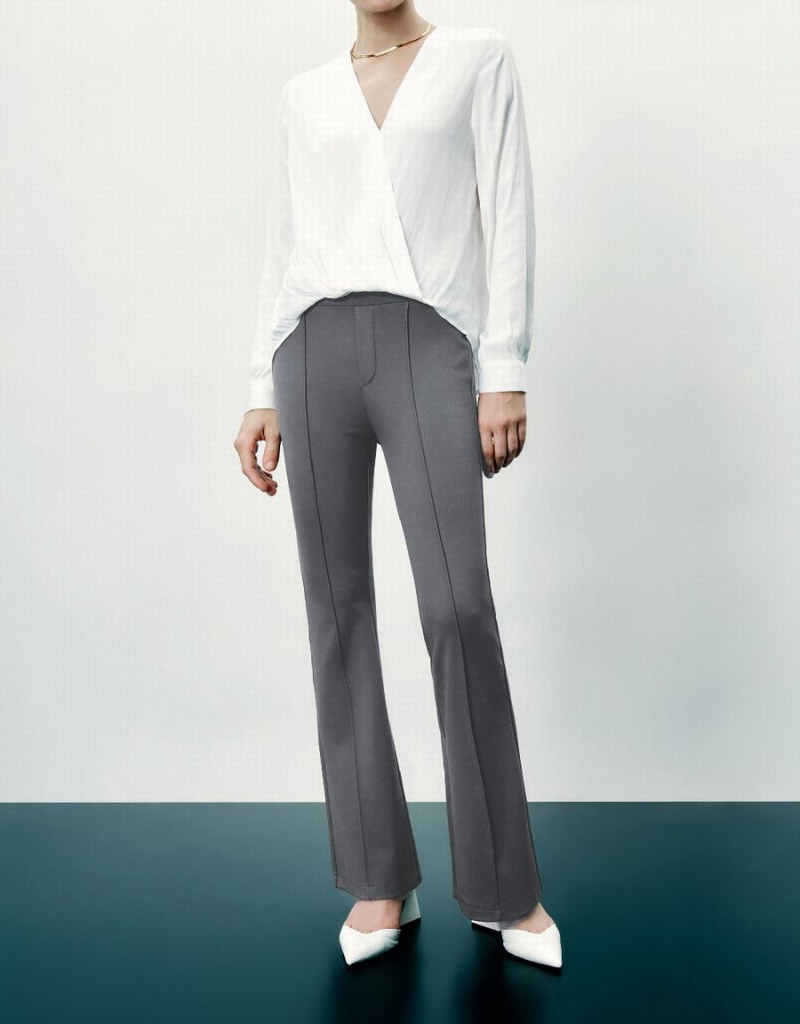 Pantalon Urban Revivo Flaco Cropped Flare Mujer Grises Oscuro | ANS2272LZ