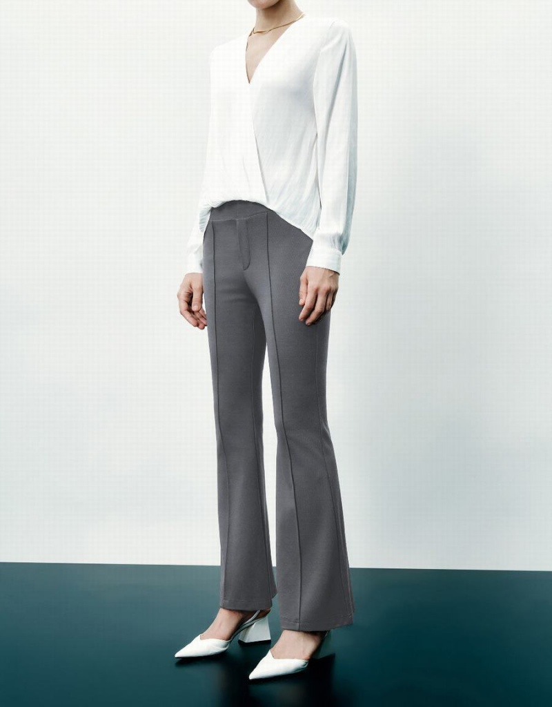 Pantalon Urban Revivo Flaco Cropped Flare Mujer Grises Oscuro | ANS2272LZ