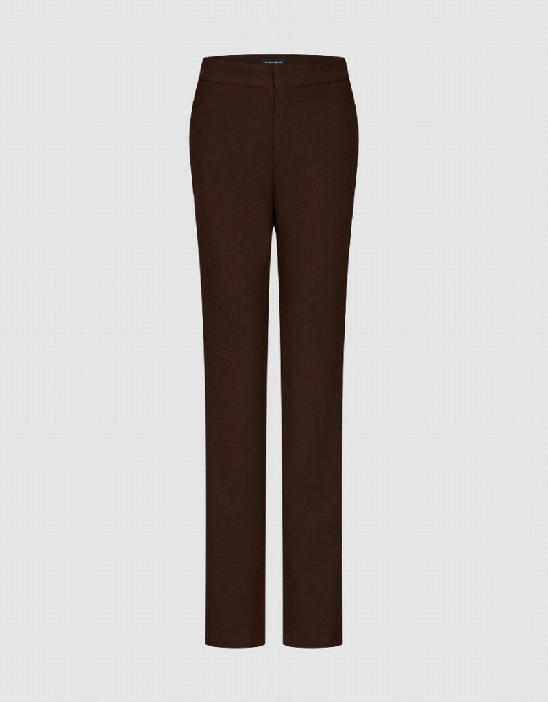 Pantalon Urban Revivo Flaco Directo Mujer Marrom | UWU3424OZ